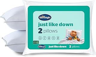 Silentnight Luxury Just Like Down Pillow Pack of 2 - Pair of Hotel Bed Pillows with Soft Medium Support and Luxurious Stitching - Machine Washable and Hypoallergenic 2 Count (Pack of 1)