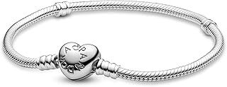 Pandora Moments Women's Sterling Silver Heart Clasp Bangle Bracelet for Charms