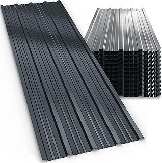 12x Galvanised Metal Roofing Sheets | Box Profile 129x46cm Coated 7m² Cladding Walling Sheeting | Corrugated Roof Garage Shed Carport Greenhouse Panels | Anthracite
