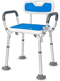 Shower Chair Seat, Adjustable Bench Bathtub Stool with Back and Arms, Strong Non-Slip Suction Cup Medical Bath Chair Suitable for Elderly, Disabled and Pregnant