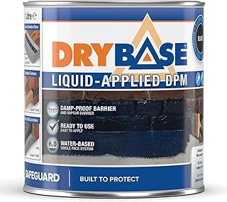 Drybase Liquid Damp Proof Membrane (1 Litre, Black) - Damp Proofing Paint for Internal Walls and Floors. Waterproof Paint