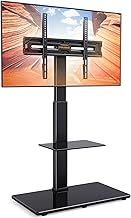 PERLEGEAR TV Floor Stand for 30-70 inch TVs up to 50KG with Tilt, Tall TV Stand with 80 Degrees Swivel, Height Adjustable Floor TV Stand with Adjustable Shelve holds up 10kg, Max VESA 600x400mm