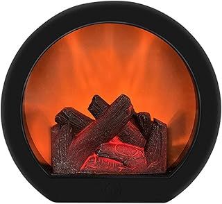 Realistic Fireplace Lantern Battery Operated/USB Operated Tabletop Fireplace Lantern,LED Flame Effect Table Lamp for Indoor Home Bedroom Christmas Table Centerpieces