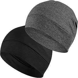EINSKEY Unisex Skull Caps, 2-Pack Cotton Beanie Hat for Running Cycling Sleeping Cap Chemo Headwear Hard Hat Helmet Liner