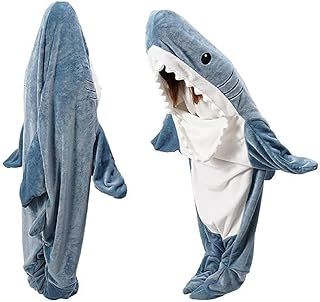 Shark Blanket - Blanket - Made of Super Soft, Cosy Flannel with Hood, Jumpsuit, Hoodie, Shark Sleeping Bag, Portable Blanket for Adults and Children, XL
