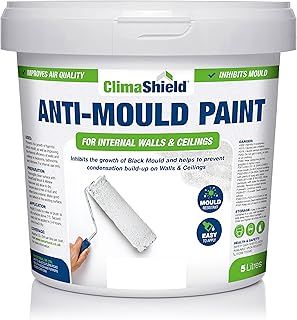Anti Mould Paint - 5 Litres - For Bathroom, Kitchen and Bedroom Walls & Ceilings. Ultimate Protection Against Dangerous Mould - 5yr Mould Resistance - Brilliant White Finish