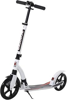 HOMCOM Foldable Kick Scooter with Double Shock Absorption and Big Wheels, Height Adjustable Aluminium Frame Big Wheel Scooter for 14+ Teens Adult