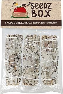 White Sage Smudge Sticks - 3 Pack - Seedzbox California White Sage Smudge Sticks Kit - Handpicked Smudging Smudge Incense Sticks for Burning - Cleansing House Negative Energy