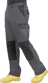 Endurance Mens Cargo Combat Work Trouser with Knee Pad Pockets and Reinforced Seams, Long Length, Black or Navy, 34 inches Waist, 31 inches Inseam