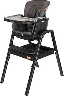 Tutti Bambini Nova Highchair - 7-in-1 Portable High Chair, Baby Chair with Feeding Tray, Washable Seating & Travel Bag, Folding High Chairs for Babies and Toddlers from 6+ Months (Black/Black)