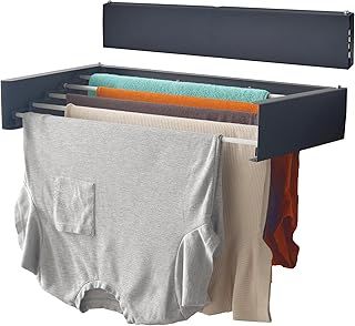 OurHouse Wall Mounted Clothes Airer, Indoor & Outdoor Retractable Clothes Drying Rack, Weatherproof, Foldaway, 3.5m Drying Space and 20kg of laundry, Easy install, Space Saving Drying (70cm Grey)