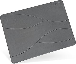 Diatomite stone Bath Mat quick dry - Dark grey 60 x 40 cm non slip anti mould Mat - Natural earth friendly diatomaceous earth quick dry mat - Multipurpose stone drying mat for kitchen