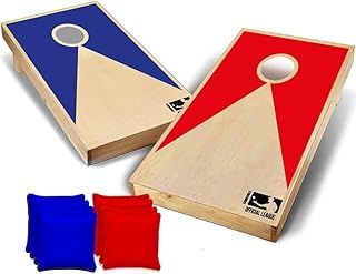 Original American Cornhole® Bleu&Red | Tossing Game | 100% Wooden| Premium Quality | Official Dimensions | 2 Boards + 8 Bean Bags + 1 Storage Bag | Outdoor & Beach Sport | OriginalCup®