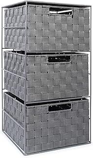 EHC 3 Drawer Large Storage Unit Cabinet for Bedroom/Bathroom - Grey