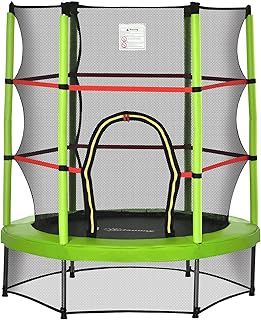 HOMCOM 4.6FT Kids Trampoline for Toddlers Outdoor Indoor w/Enclosure Net, Steel Frame, for Ages 3-6 Years