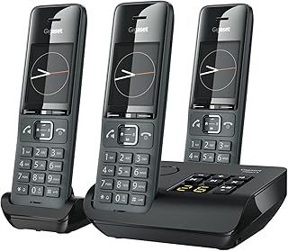 Gigaset Family A Trio - Three Handsets - Cordless DECT Telephone with an Answering Machine - Timeless and Elegant Design, Black [UK Version]