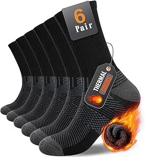 Mens Socks Cushion Wicking Breathable Comfortable Crew Socks Outdoor Multipack Hiking Trekking Walking Athletic Work Socks 6 Pairs