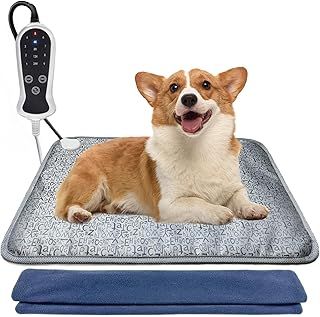Pet Heating Pad,Medium 18x18inches Heated Bed for Elderly Cat,Waterproof Thermostat Electric Heated Mat,Whelping Heat Pad with Removable Cover for Puppies Kittens Dog