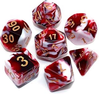 DND Dice Set Red Mix White Dice for Dungeon and Dragons D&D MTG 7-Die RPG Polyhedral Dice