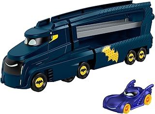 Fisher-Price DC Batwheels Toy Hauler and Car, Bat-Big Rig with Ramp and Bam the Batmobile 1:55 Scale Diecast Toy Vehicle, Ages 3+ Years, HMX07