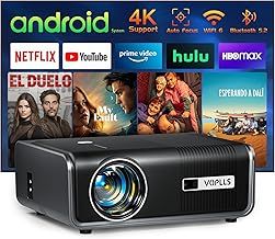 [Netflix Official & Auto Focus/Keystone] Smart Projector 4K Support, VOPLLS 25000L Native 1080P WiFi 6 Bluetooth Outdoor Projector, 50% Zoom Home Theater Movie Projectors for Bedroom/iOS/Android/PPT