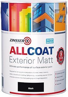 Zinsser Allcoat Exterior WB (Matt Finish) 1lt (Black or White) - Black