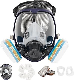 15 in 1 Complete Suit Trudsafe 6800 Reusable Full Face Respirator for Painting, Polishing, Welding and Dust, 2 Kinds of Connectors, Gas Cover Respirator with Organic Vapor Filter