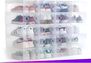 20 Pack Shoe Storage Boxes, Clear Plastic Shoe Box 33x20x12cm, Stackable Shoe Boxes, Foldable Shoe Organiser Box for Closet/Hallway/Under Bed