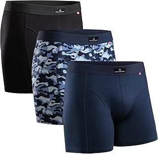 DANISH ENDURANCE Cotton Boxers for Men with Optional Fly, Stretchy & Breathable Men's Underwear Trunks, 3 Pack