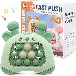 AIPINQI Pop Game Light Up Fidget Toy, Quick Push Game Console, Whack a Mole Game, Decompression Breakthrough Puzzle Pop Game Machine, Multiple Game Modes Toy for 3+ Years (green deer)