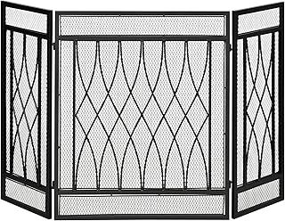 HOMCOM 126cm 3-Panel Metal Folding Fireplace Screen Heat Flame Protective Guard Child Pet Home Spark Barrier Surround w/Mesh Pattern