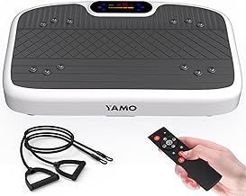 YAMO Vibration Plate Exercise Machine, Vibrating Plate for Lymphatic Drainage & Weight Loss, 5 Programs + 99 Intensity Levels, Vibration Power Plate with Resistance Bands