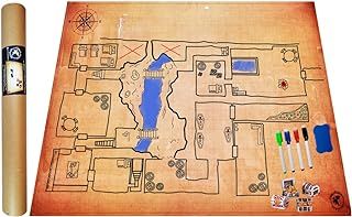 POWER BEAST Dungeon Grid Game Mat + Markers & Eraser + 4 Chests, Table Top Battle Role Playing Map, D&D, DND, Dungeon Master