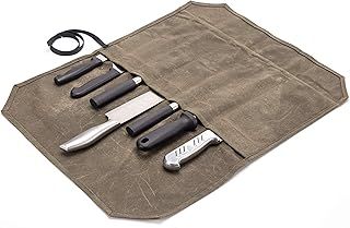 chengsan Heavy Duty 12OZ Waxed Canvas Chef Bag Knife Storage Roll Bag Portable 7 Slot Chef Bag Large Capacity Easy Carry with Wrapping Strap Superior Gift for Cooking Chef
