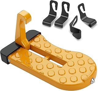 URAQT Car Door Pedal, Car doorstep Roof-Rack Foot Pedal Ladder, Multifunction Foldable Auto Safety Hammer Non-slip Portable Vehicle Rooftop Assistance Accessories for Truck Car SUV Jeep RV (Orange)