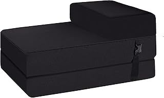SAPPHIREFold Out Z Bed Chair - Ergonomically Designed Single Chair Z Guest Bed Mattress Futon Lightweight - Trifold Camping Futon Mattress for Kids & Adults Black