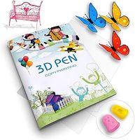 SONGTIY 3D Printing Drawing Book, Reusable Colorful 40 Patterns Thick Paper Template with a Clear Plate, Painting Graffiti Template for 3D Pen Kids DIY Gift (Happy Childhood)