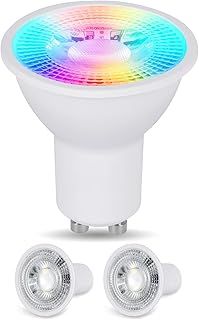 YAYZA! GU10 Colour Changing LED Bulbs, 5W Dimmable GU10 RGB Spot Lights, Warm White 3000K Spotlights, Energy Saving, 12 Colors, 5 Model, Timer, Smart Bulb with Remote, 2 Pack