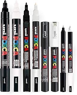 Posca Black & White - Fine to Medium Set of 8 Pens (PC-5M, PC-3M, PC-1M, PC-1MR)