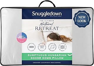 Snuggledown Hungarian Goose Down Pillow 1 Pack - Ethically Sourced UK-Made 80% Goose Down Luxury Pillows - 300tc Cotton Cover, Ultra-Soft, Breathable & Hypoallergenic for Luxury Comfort (48 x 74cm)