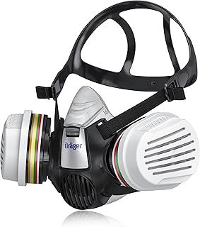 Dräger X-plore 3300 Chemical Work Half Mask Set Including ABEK1 Hg P3 Combination Filter Sizes S/M/L Against Gases, Vapours, Fine Dust/Particles
