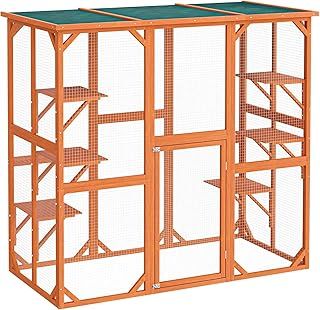 Wooden Outdoor Pet Playpen for Cats 168 x 82 x 166.5 cm with 6 Platforms