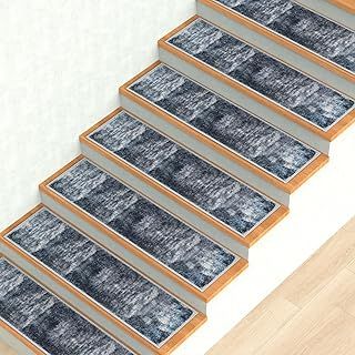 Stair Treads Non Slip for Wooden Stairs 8" x 30" 13pcs Stair Mat Set with Anti-Skid TPR Backing Modern Abstract Design Pet and Elder-Friendly Carpet Runners