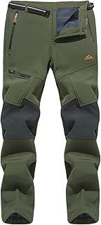 MAGCOMSEN Men's Water Resistant Fleece Lining Winter Trousers Warm Outdoor Workwear Hiking Skiing Pants with Mulit Zip Pockets