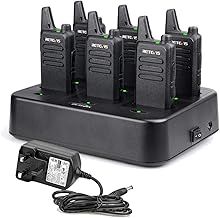 Retevis RT622 Walkie Talkies, Professional Walkie Talkies for Adults with 6 Way Charger, PMR446, VOX, Mini Portable Two Way Radio Rechargeable for School, Retail, Restaurants (6 Pack, Black)