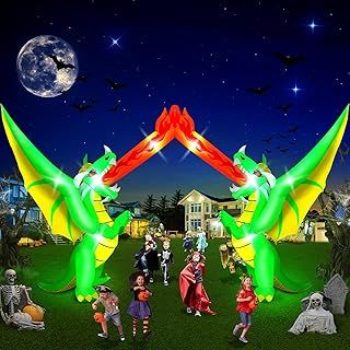 14 FT Halloween Inflatables Archway Outdoor Decorations Blow Up Yard Fire-Breathing Dragon Archway with Built-in LEDs for Indoor Party Garden Lawn Decor (Fire-Breathing Dragon Archway)