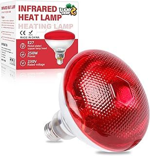 LUCKY HERP Infrared Heat Lamp Bulb, 250W Chicks Infrared Red Heat Lamps, Reptile Heat Light for Chicks, Dogs, Puppies, Cats, Pigs, Bearded Dragon and Animals