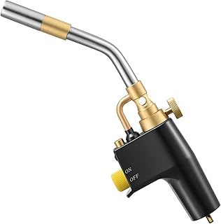 MAPP Propane Torch, Portable Gas Torch Heavy Duty Plumbing Soldering Brazing Blow Torch High Heat Gas Soldering Plumbing Trigger Start Soldering Torch for Welding Paint Searing Steak