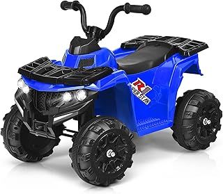 COSTWAY 6V Kids Electric Ride on Car, Battery Powered Quad Bike ATV with Headlights, MP3, USB, Volume Control, 4 Wheels Vehicle Toy for Boys Girls (Blue)