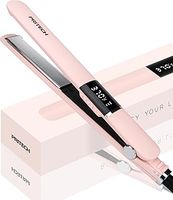 Flat Iron Hair Straightener, Titanium Flat Iron with Adjustable Temp(290°F-450°F), 1 inch Plate for All Hairstyles Hair Straightening Irons (Pink)